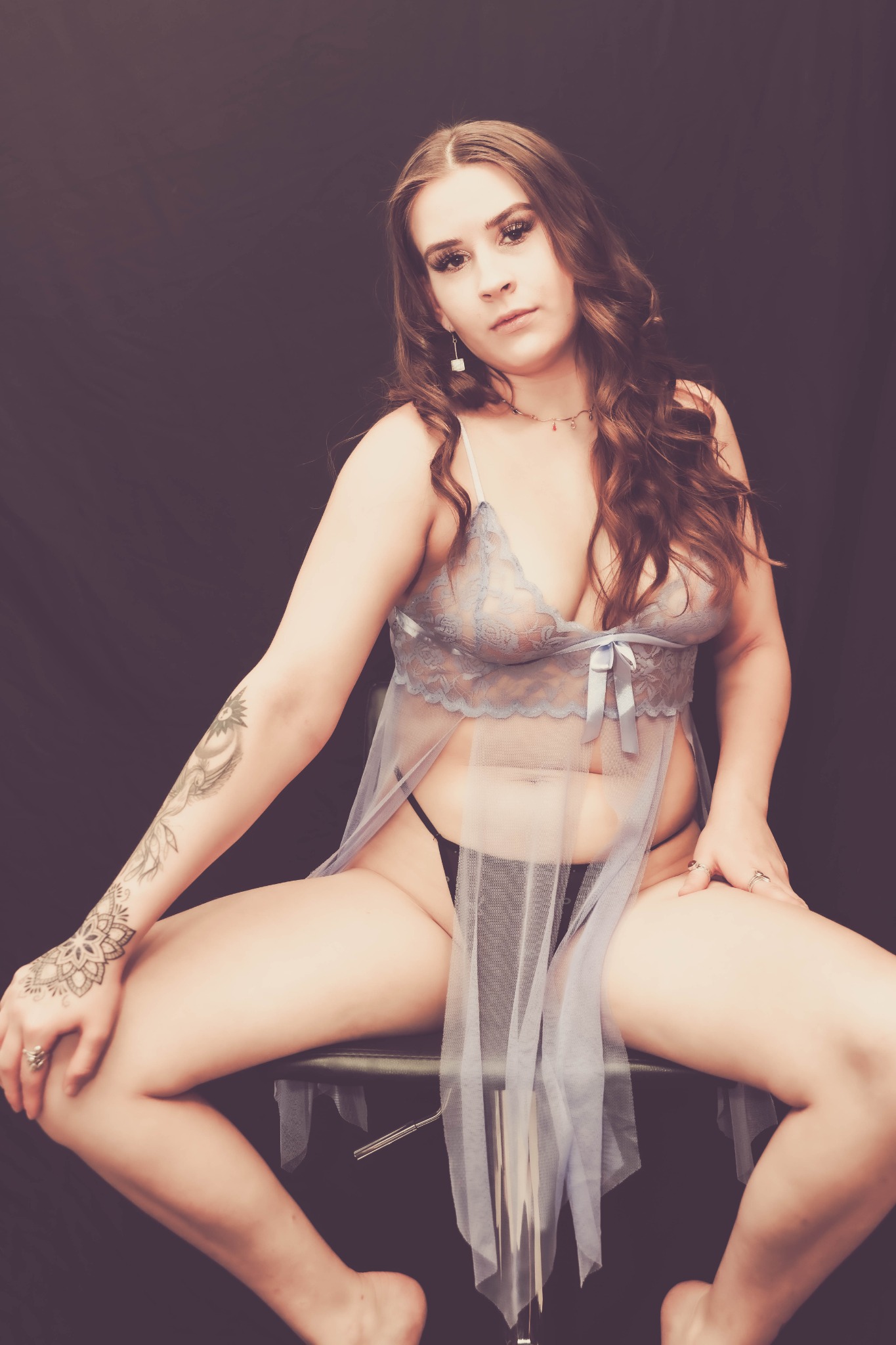 Gray lace studio portrait